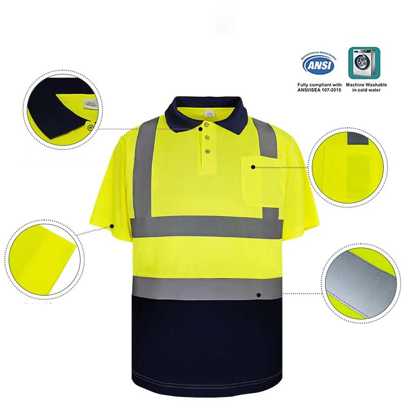 Hi Vis Polo Shirt High Visibility Reflective Shirt Safety Clothing Workwear Class 2