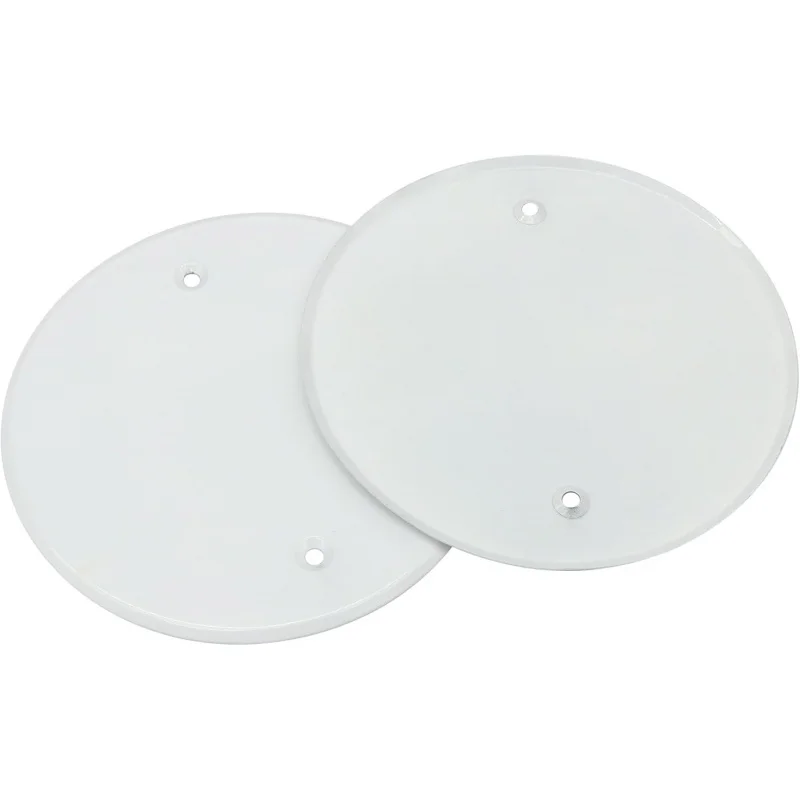غطاء سقف معدني أبيض مقاس 5 بوصة، ثقوب متباعدة 2.75 بوصة، غطاء 3-1/2 بوصة فتحات صندوق مستديرة/مؤمن في السقف #3