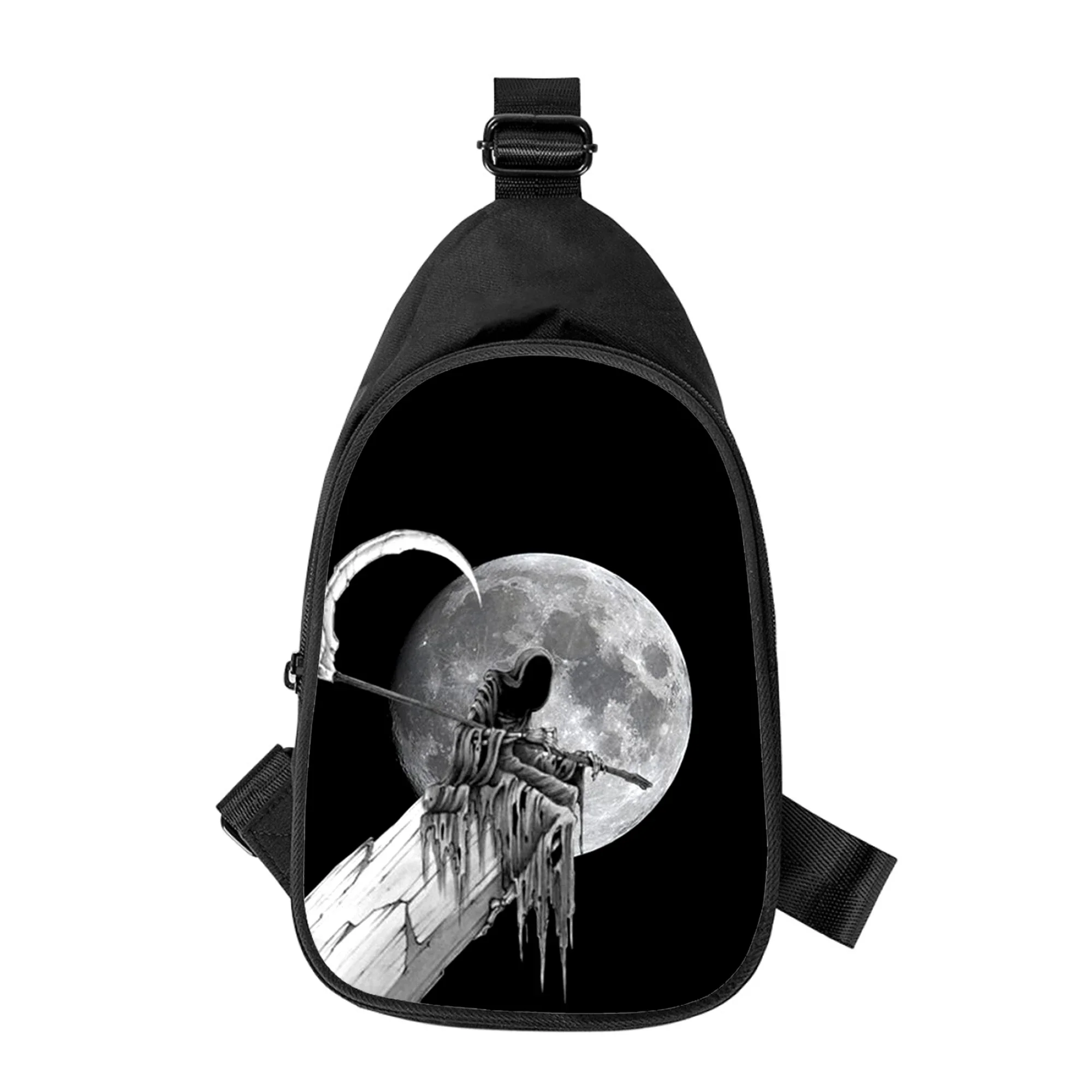 Bolso de pecho cruzado con estampado 3D de esqueleto grim Reaper para hombres y mujeres, bolso de hombro en diagonal, paquete de cintura escolar para marido, paquete de pecho para hombres, nuevo