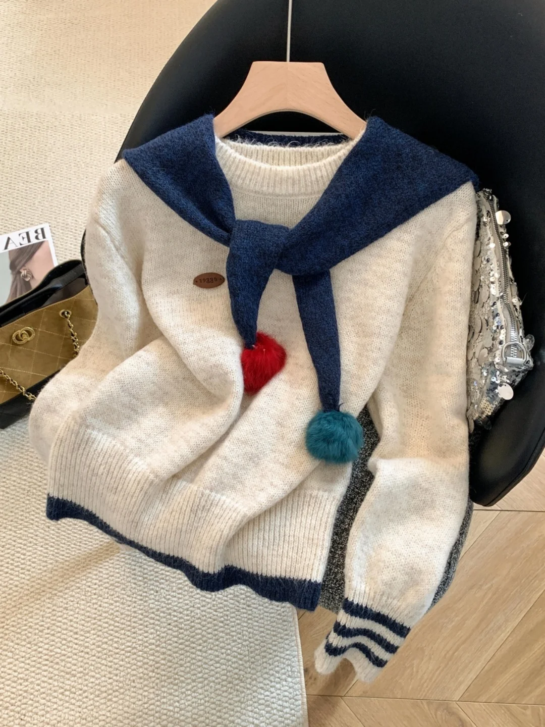 

Корейский элегантный комплект свитеров премиум-класса для женщин, осень-зима 2025: универсальный, шикарный, вязаный, свободного кроя, из мягкого материала