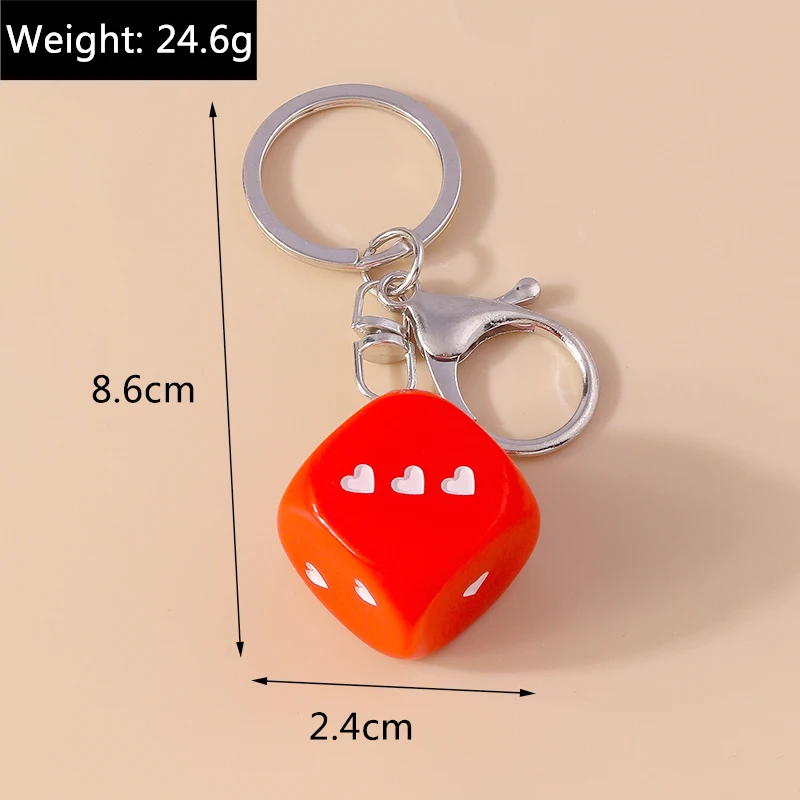 Aihua Neue Cartoon 3D Persönlichkeits-Digital-Würfel Schlüsselanhänger in Rot für Autoschlüssel, Handtaschendekoration, DIY-Schmuck – Detail 6