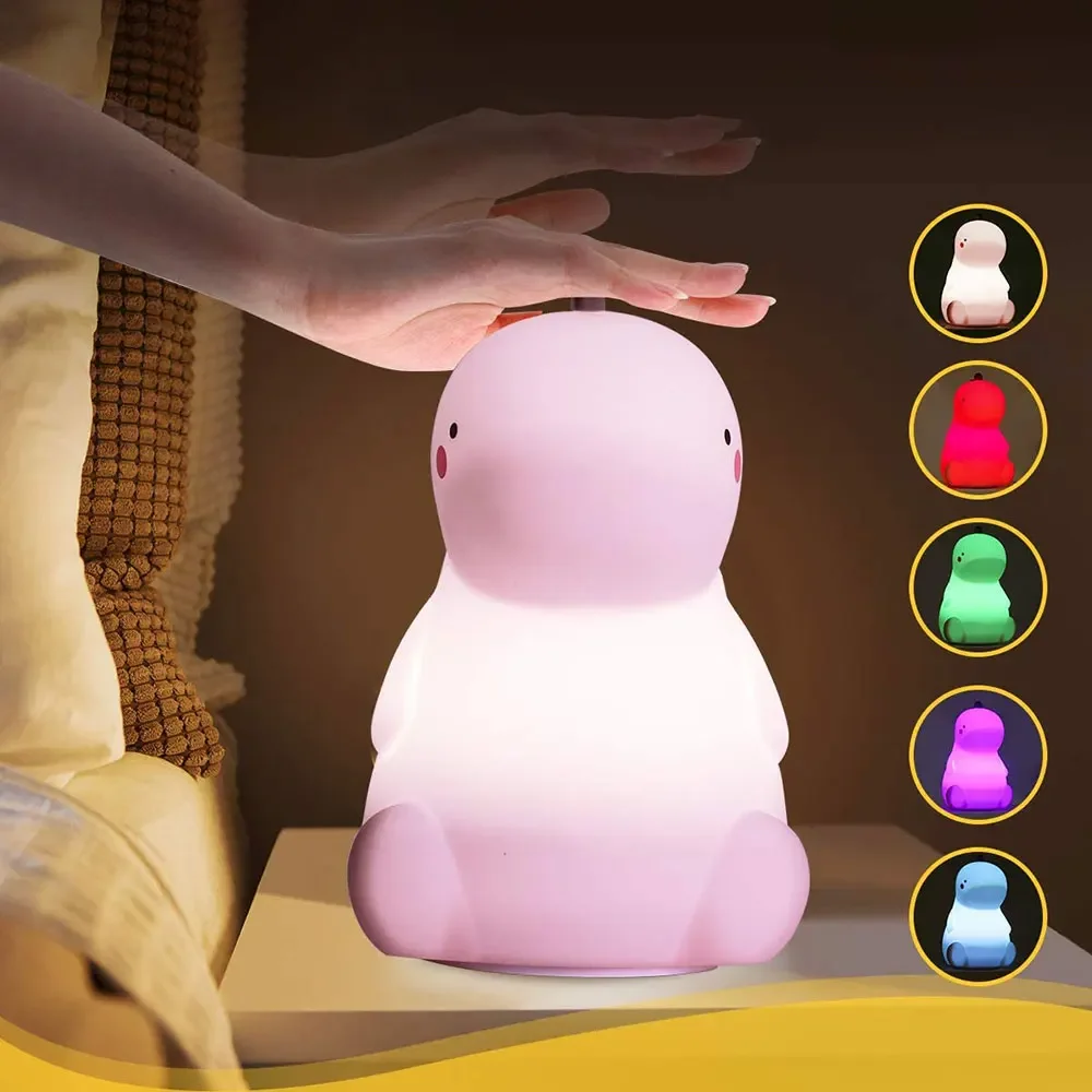 LED Night Light Cute Dinosaur Silicone Pat Light Colorful Night Lamp Color Changing Silicone Baby Night Light Kids Children Gift