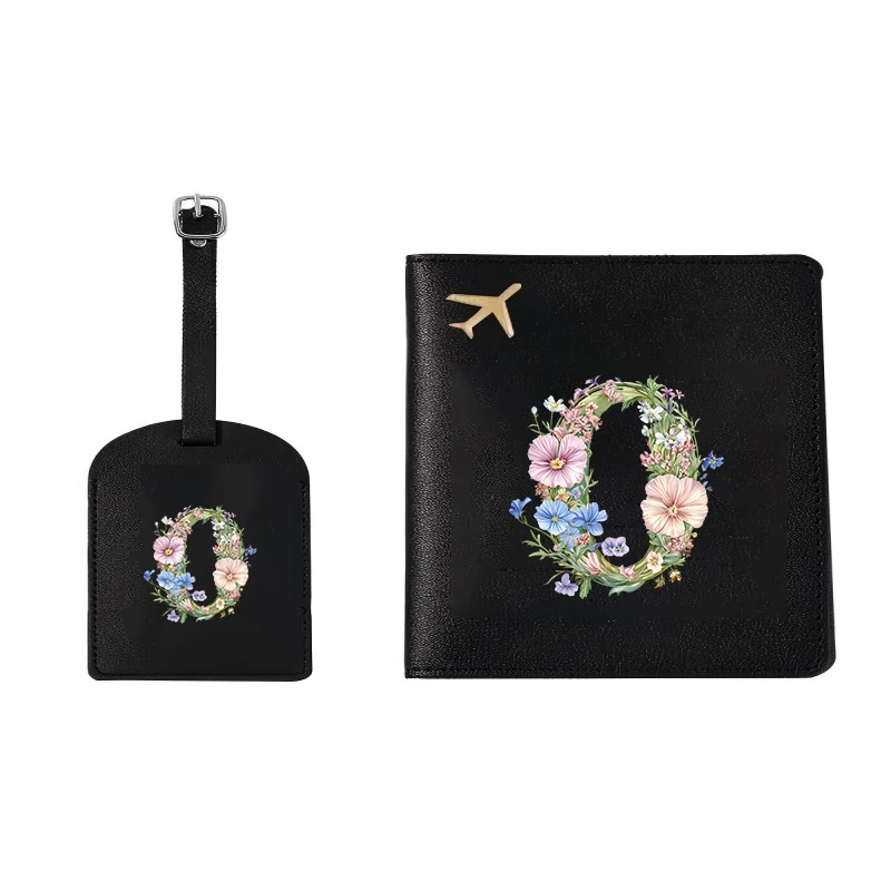 

1pcFloral and numeric flat pattern passport cover with luggage tag, passport holiday accessory, travel gear set