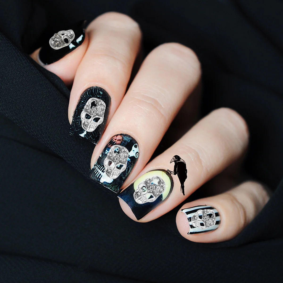 

20 Pcs Nail Stickers Decoration Flat Head Rhinestone Halloween Accessories Rhinestones Studs Silver Gems Charms Decal
