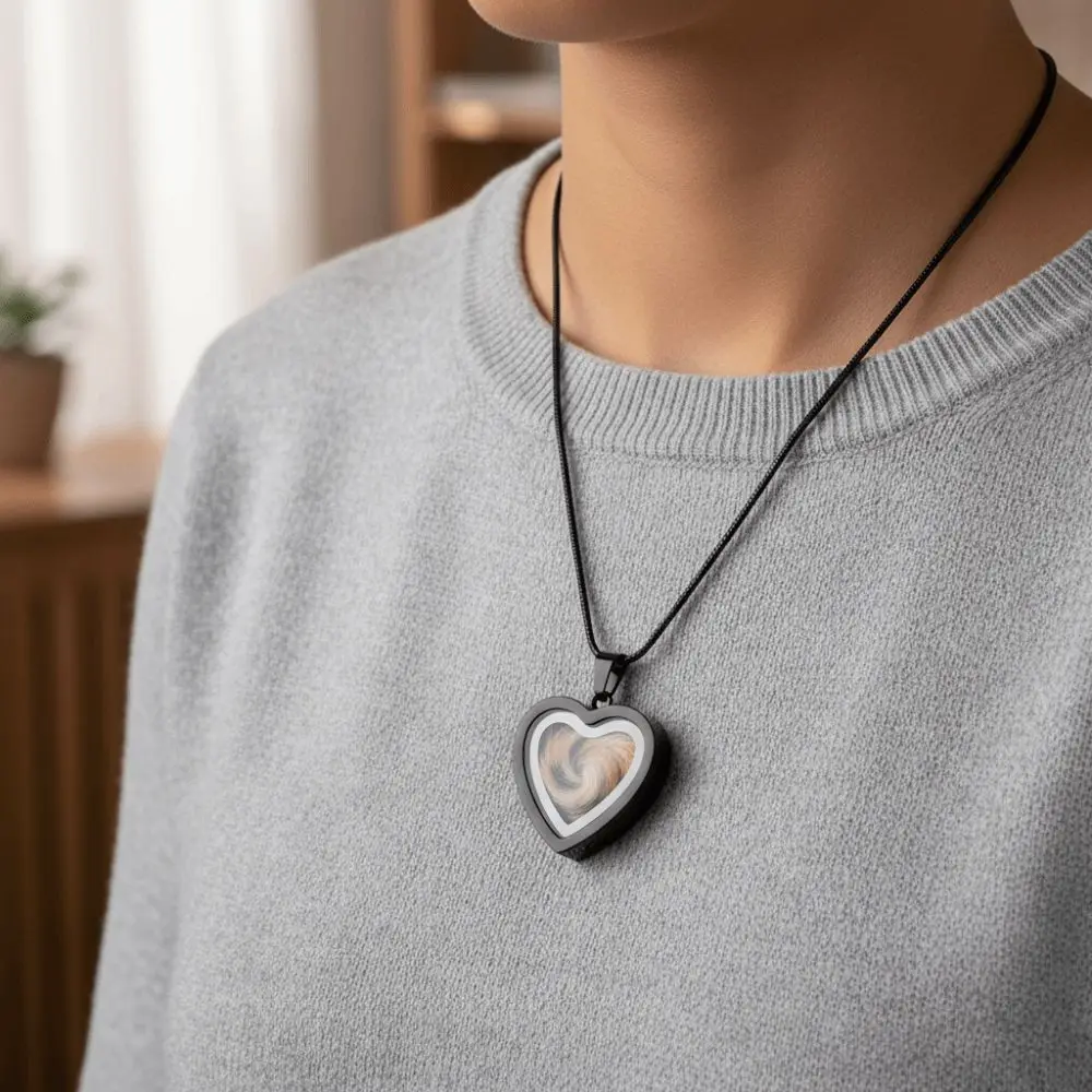 Stainless Steel Pet Memorial Lockets Love Heart Decorative Heart Pendant Sealed Dust-proof Ashes Necklace Pendant