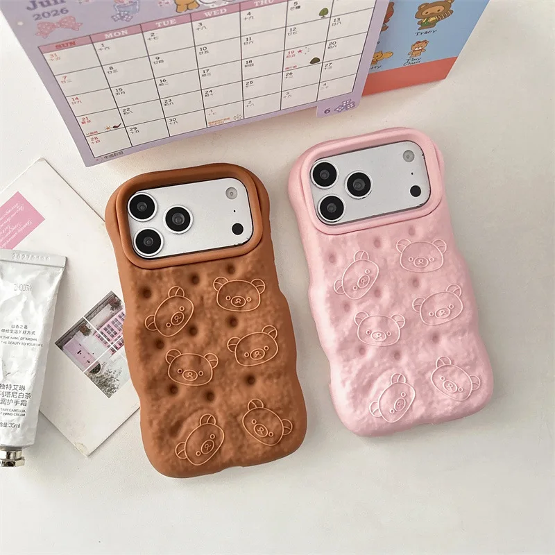 Funda Protectora de Silicona Suave con Diseño de Oso de Dibujos Animados 3D Coreano para iPhone 17 16 15 14 13 12 Pro Max, Antigolpes