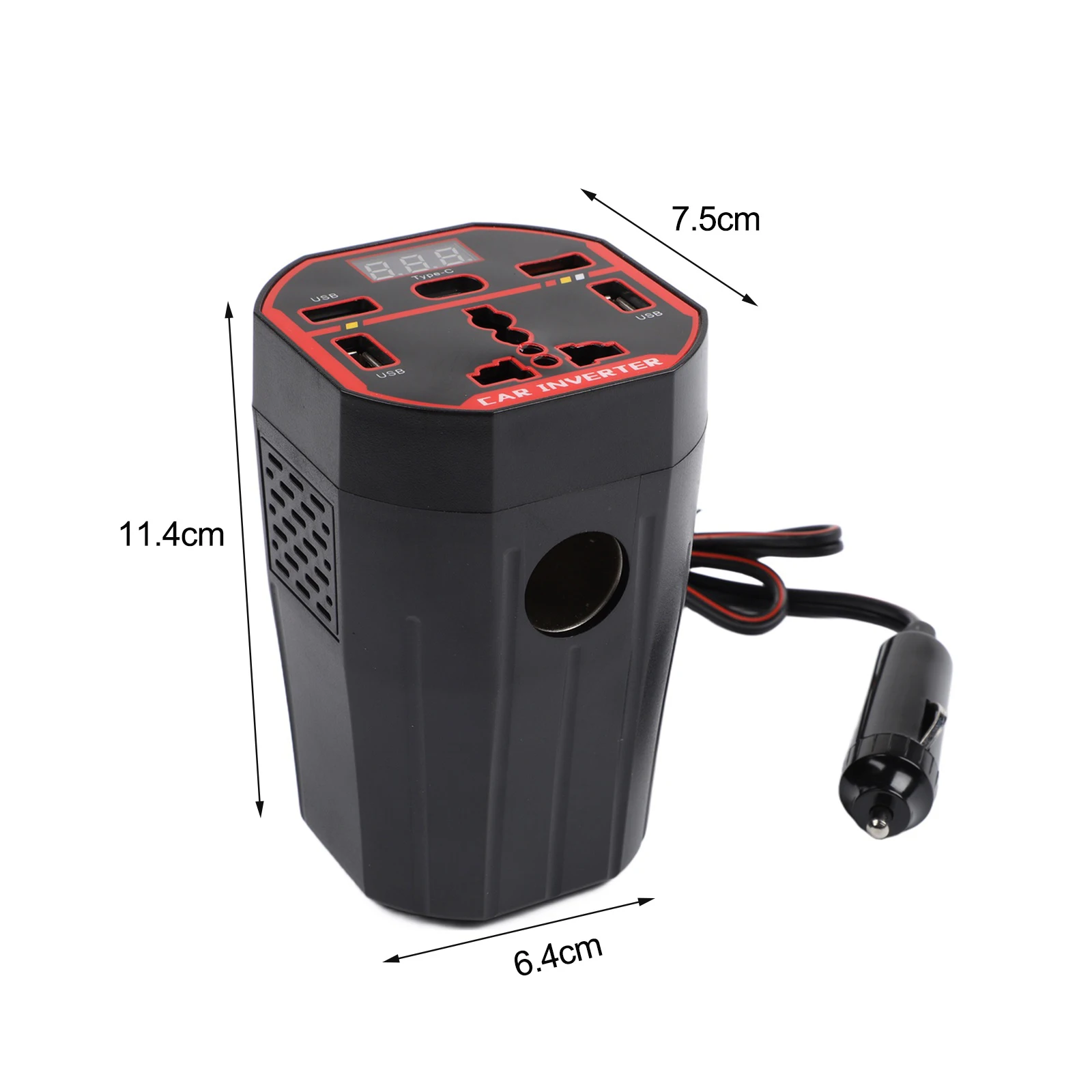 Car Power Inverter 200W 12V 24V Input 220V Output with .0 USB Charging Ports LCD Voltage Monitoring and Socket