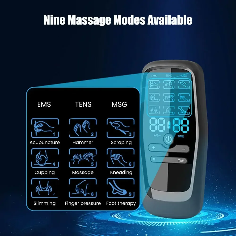 LCD Display Physiotherapy Massage EMS Equipment Tens Unit Stimulator Body Massager Myostimulator Muscle Pain Relief Massager