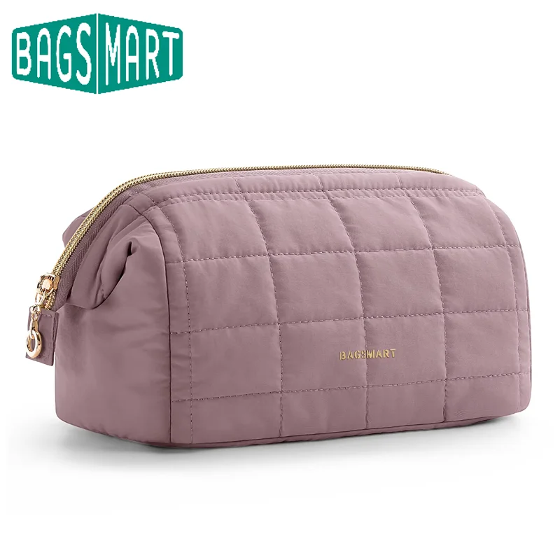 

BAGSMART Makeup Bag Portable Women Make Up Organizer Case Wide-open Cosmetic Pouch Essentials Toiletries Accessories Washbag