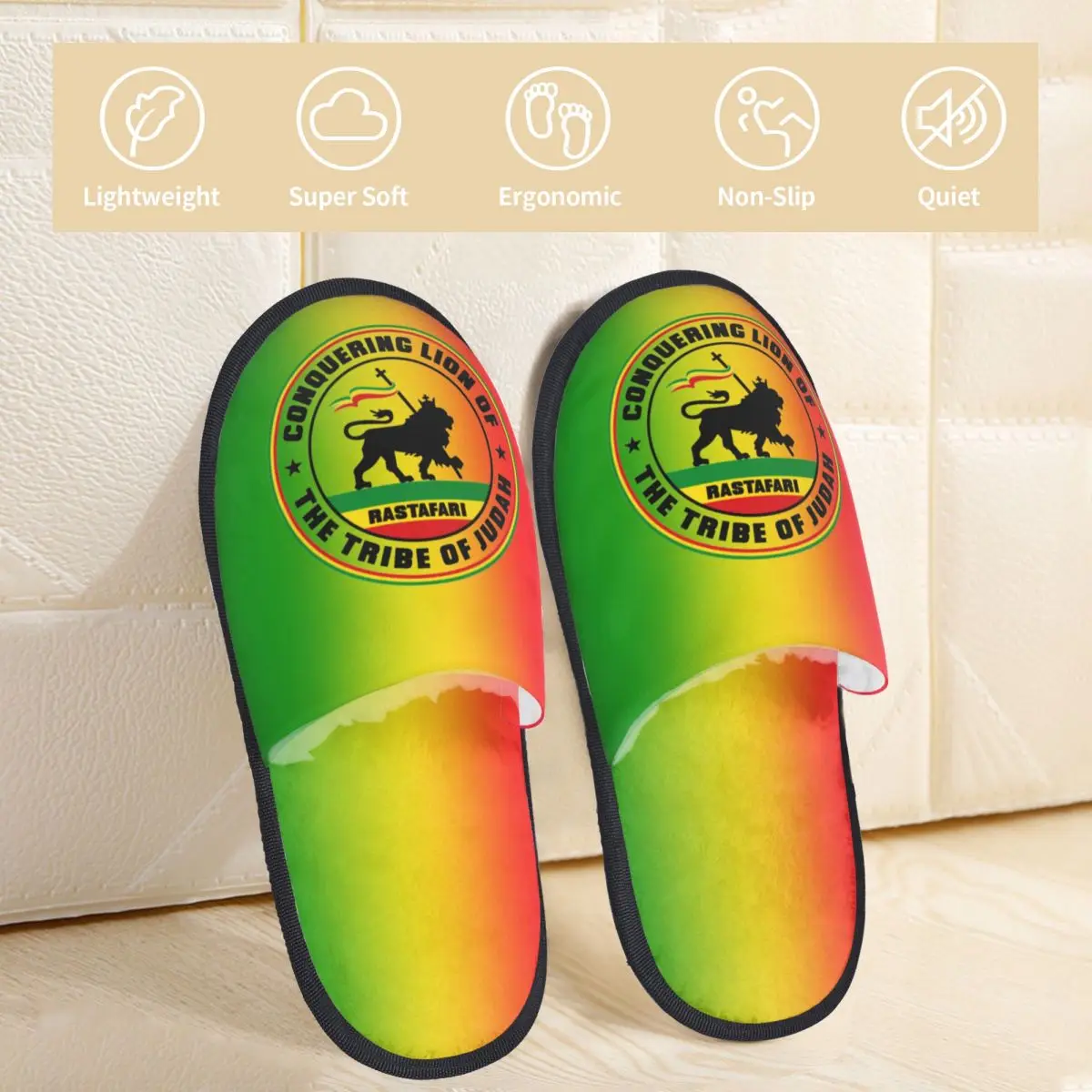 Rastafari Rasta Flag Lion Of Judah Home Cotton Slippers Anti-skid Jamaica Color Cozy Memory Foam Slides Bedroom