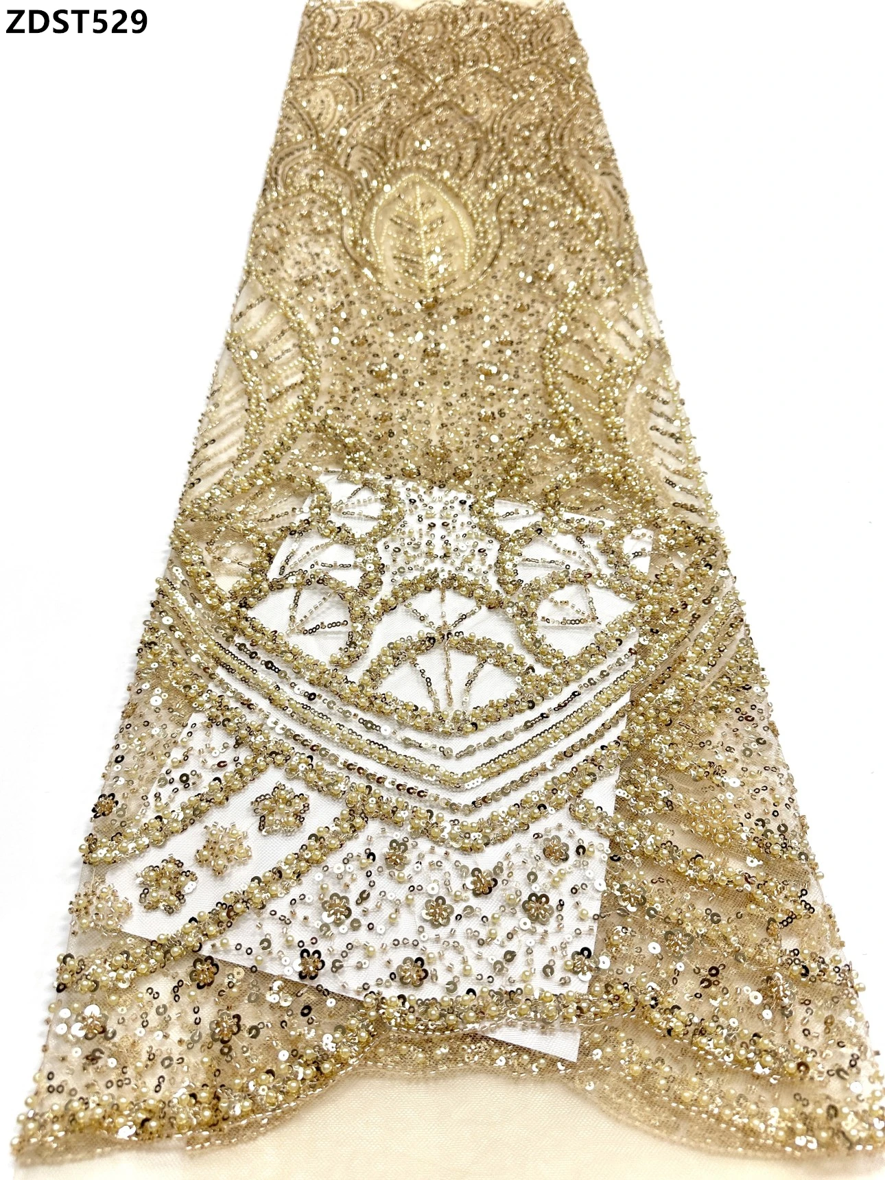 Luxury European Bridal Lace Fabric with African Beads And Sequins for Nigerian Wedding Groom Party French Lace Elegant Style