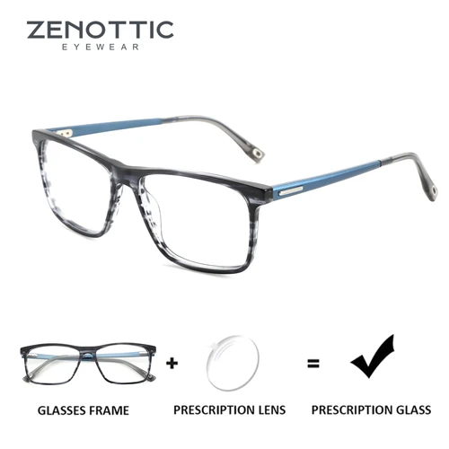ZENOTTIC gafas graduadas cuadradas de estilo japonés, gafas de moda para miopía, gafas ópticas de acetato hechas a mano para hombres