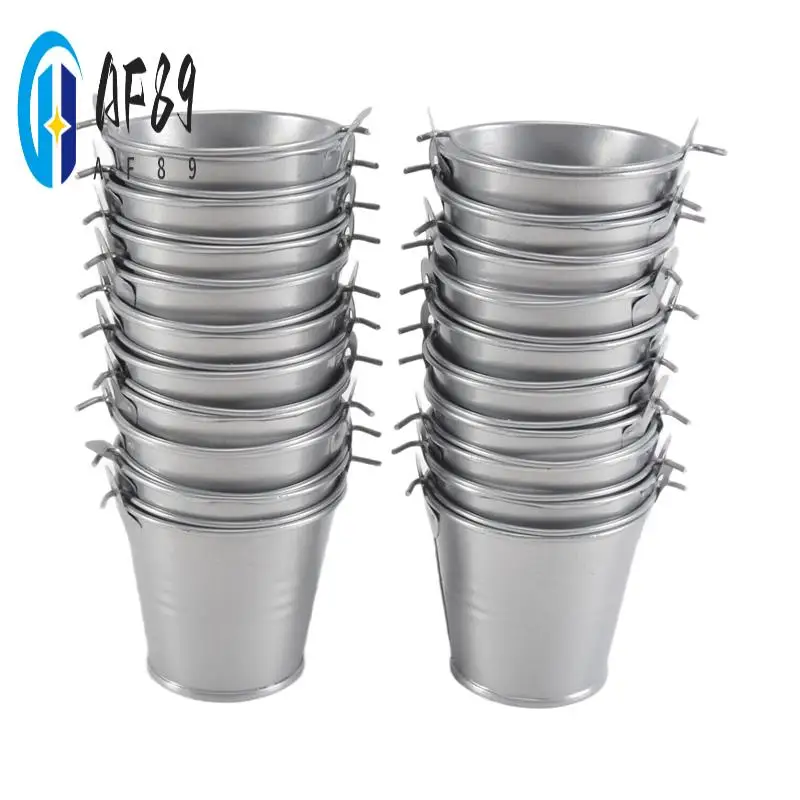 

AF89-20Pcs Mini Metal Bucket Portable Flower Pot Vases Planters Lovely Candy Box For Wedding Party Home Decoration