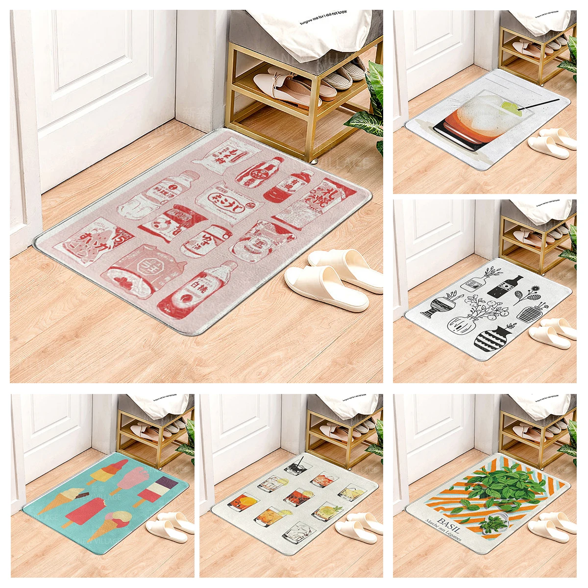 House entrance carpet Home door mat Modern Nordic style Room Bath Foot bathroom non-slip Kitchen water absorption rugs funny