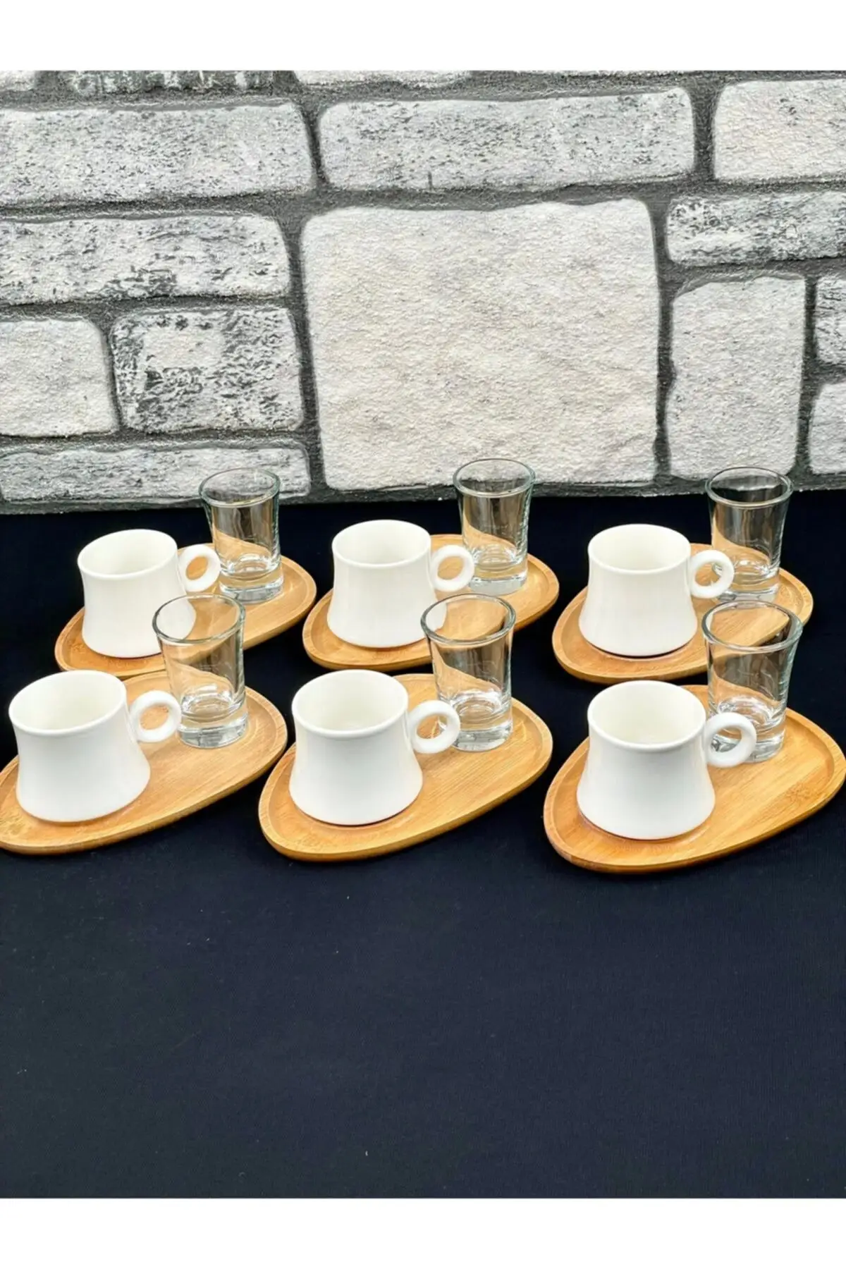 

6 person porcelain bamboo serving plate coffee Cup set set and 6 pcs coffee cups Turkish Tea Cup Cup Cup Glass