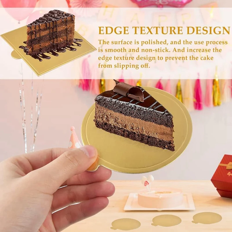 200 Piece Golden Mousse Mat Bottom Foam Cake Stand Base Boards Paper Board Shape Dessert Tray Cake Decoration Tools