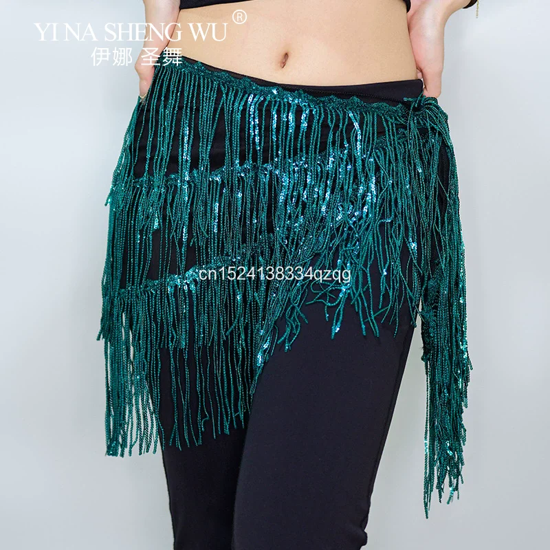 

Новый хип-шарф для танца живота, аксессуары для восточного танца живота, длинный пояс с кисточками и блестками для женщин, индийский танец, поясной шарф, юбка