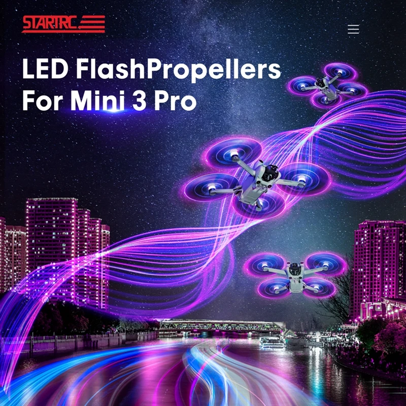 for DJI Mini 3 Pro LED Flash Propeller Low Noise Rechargeable 6030F Quick-release Props Night Flying Mini 3Pro Drone Accessories