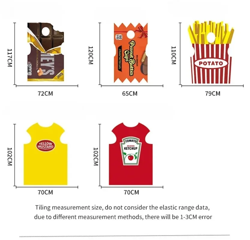 Забавный костюм для косплея для взрослых, вечерние, семейные нарядные платья, пицца, картофель фри, шоколад, масло, соус, горчица, одежда, наряды