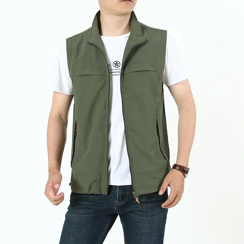 MAIDANGDI Spring and Autumn Casual Standing Collar Quick Drying and Breathable Fishing Photography Vest for Men with Sleeveless