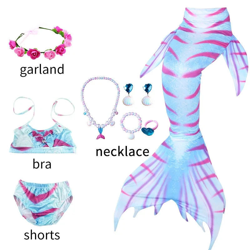 

◢20263pcs Mermaid Tail Swimsuit for Girls Kids Beach Bikini Cosplay Costume Birthday Party No Flippers◢*%