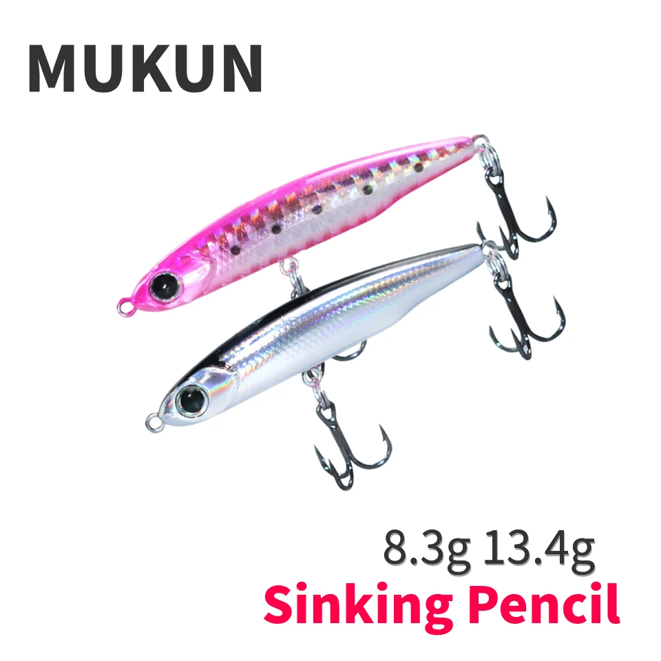 MUKUN 8.3g 13.4g Sinking Pencil Fishing Lure Minnow Freshwater Creek Wobbler Artificial Hard Plastic Trout Bait T