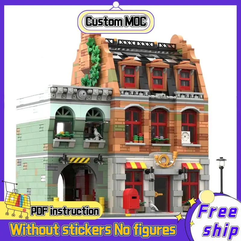 NEW 3088PCS City Hot Selling Street View Moc Modular Post Office model DIY creative ideas Assembly Toy birthday christmas Gift