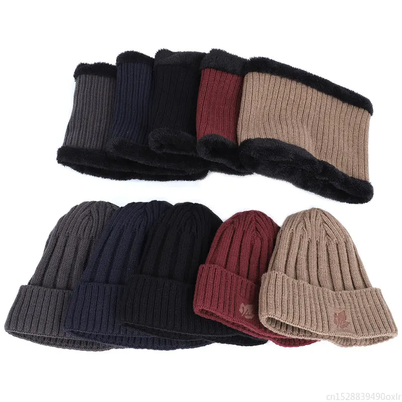 Youpin-gorro de punto Unisex, bufanda con patrón de hoja de arce, forro grueso, traje de terciopelo, Color sólido, novedad de 2022