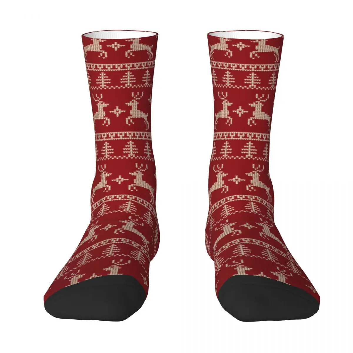 Christmas Nordic Animal Stockings Fair Isle Red Deer Graphic Harajuku Socks Autumn Non Slip Socks Girls Skateboard Soft Socks