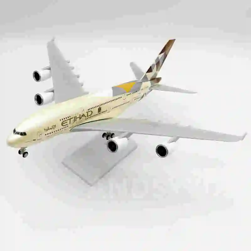 

Авиационная копия Etihad A380, модель самолета, 30 см, детский подарок, детские игрушки для мальчиков, шкала Etihad, 1/240, подарок из смолы