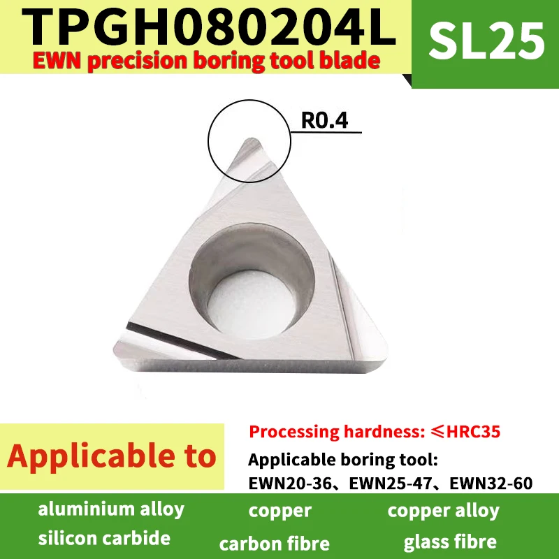 10 pieces EWN Triangular fine boring insert  blade TPGH0802L TCGT1102L TPGH1103L SL25 for aluminum alloy steel parts milling