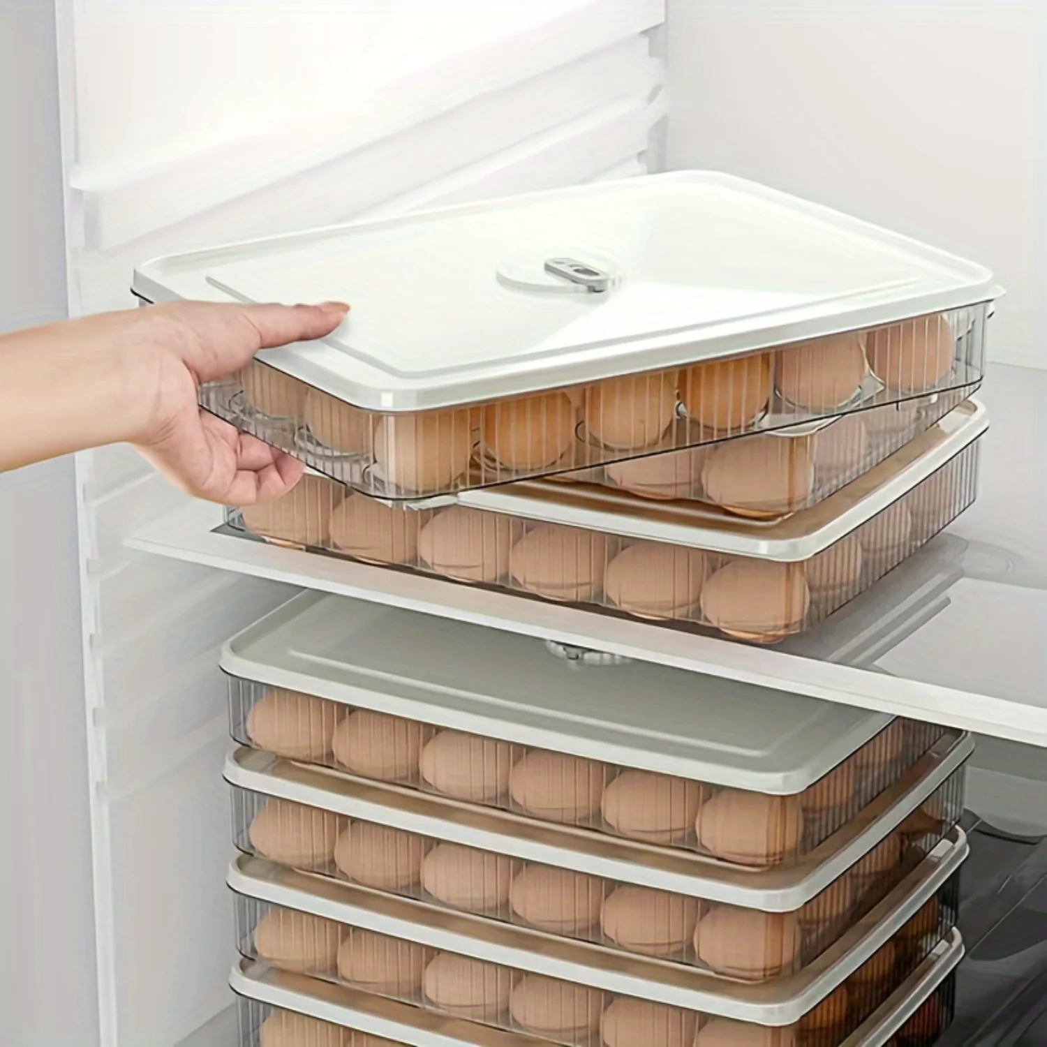 

24-Slot Shatterproof Egg Carton Container - Clear PP Food Safe Organizer for Refrigerator