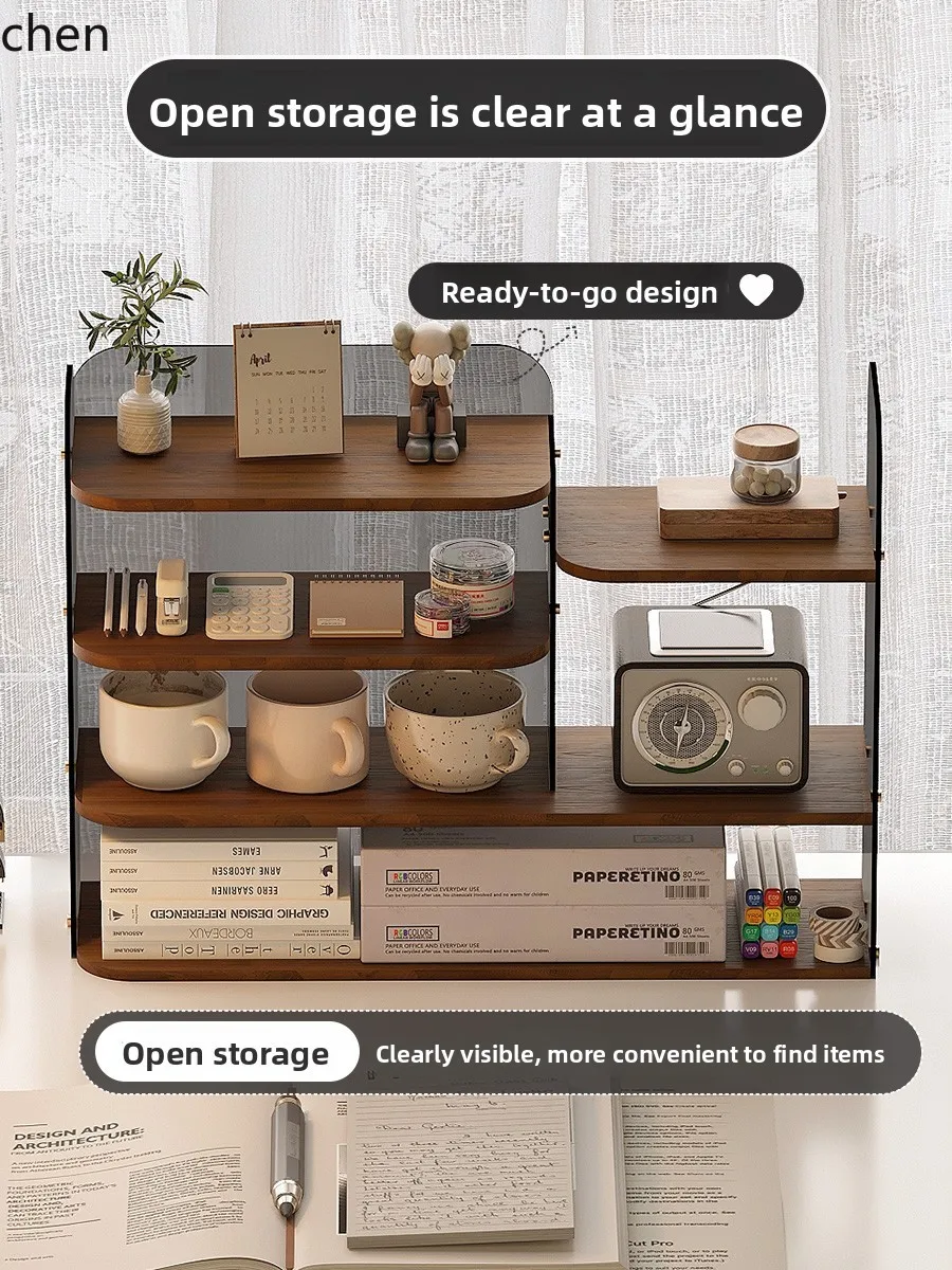 

PYH Desktop Storage Rack Kitchen Dining Table Countertop Sideboard Tea Set Storage Cabinet Acrylic Bookshelf