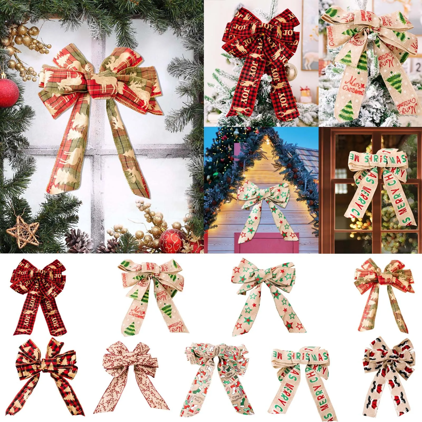 Bow Christmas Tree Party Decor DIY Decoration Ornament New Year Pendant Hanging Christmas Creative Gift Navidad Noel 2023 Toys