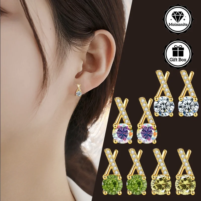 

Ювелирные изделия LAMVOICE для женщин/серьги-гвоздики с 1-каратным муассанитом, гипоаллергенные серьги, рождественские геометрические серьги, ювелирные изделия