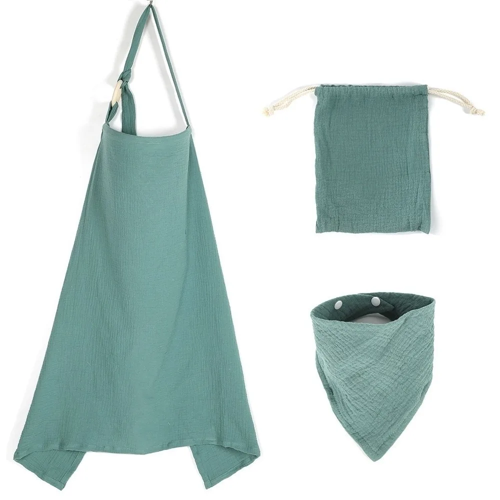 

3Pcs Cotton Nursing Cover Set Breathable Nursing Wear Breastfeeding Shawl Anti-Exposure Adjustable Baby Feeding Clothes