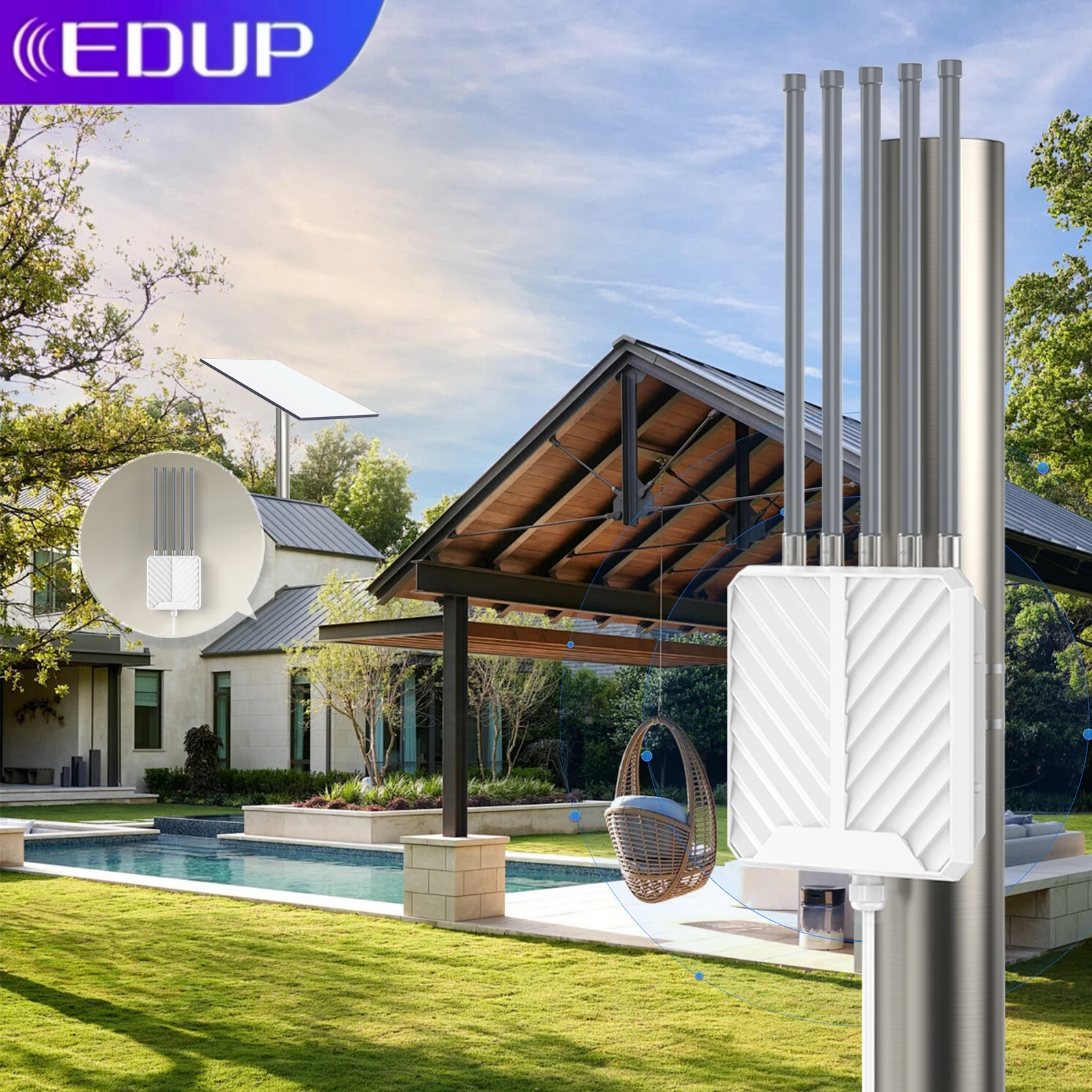 

EDUP EP-AP2627 AX3000 WIFI 6 Наружная мощная беспроводная точка доступа Высокопроизводительная двухчиповая частота беспроводной передачи 3000 Мбит/с