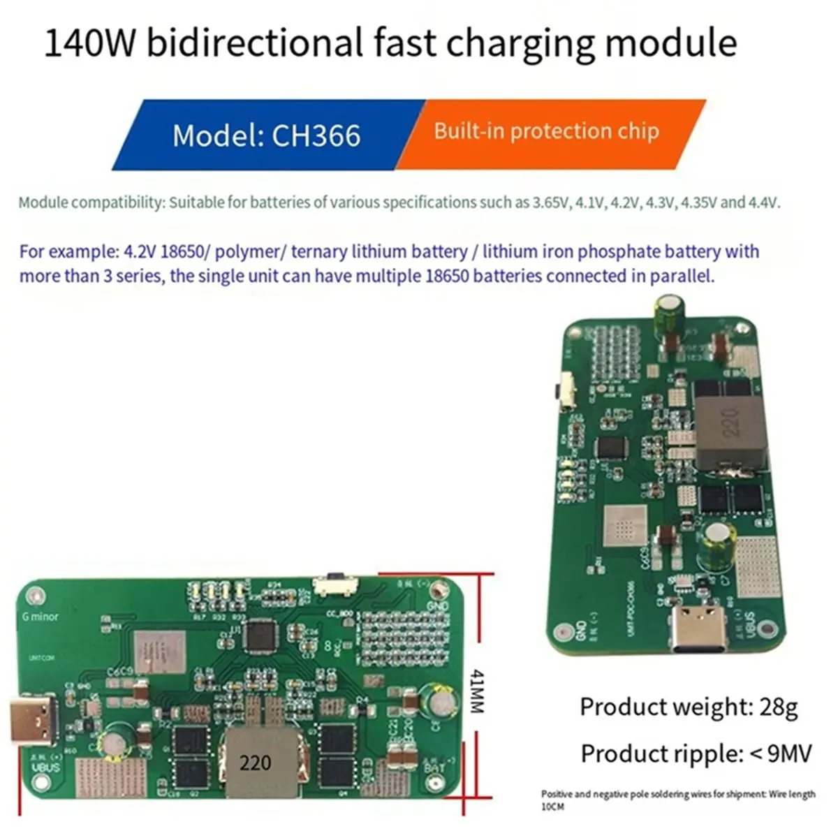 PD140W Bidirectional Fast Charging Module for 2S-6S Lithium Li-Ion & Lifepo4 Batteries Mobile Power Module