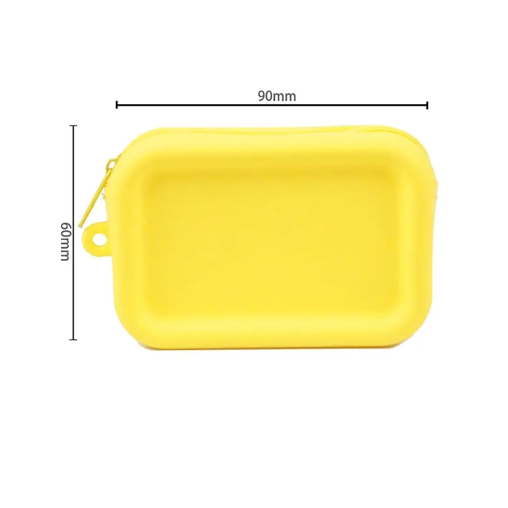 Silicone Organizer Cosmetic Bag Vintage Waterproof Smooth Zipper Earphone Bag Macaron Color Wallet Coin Purse Students