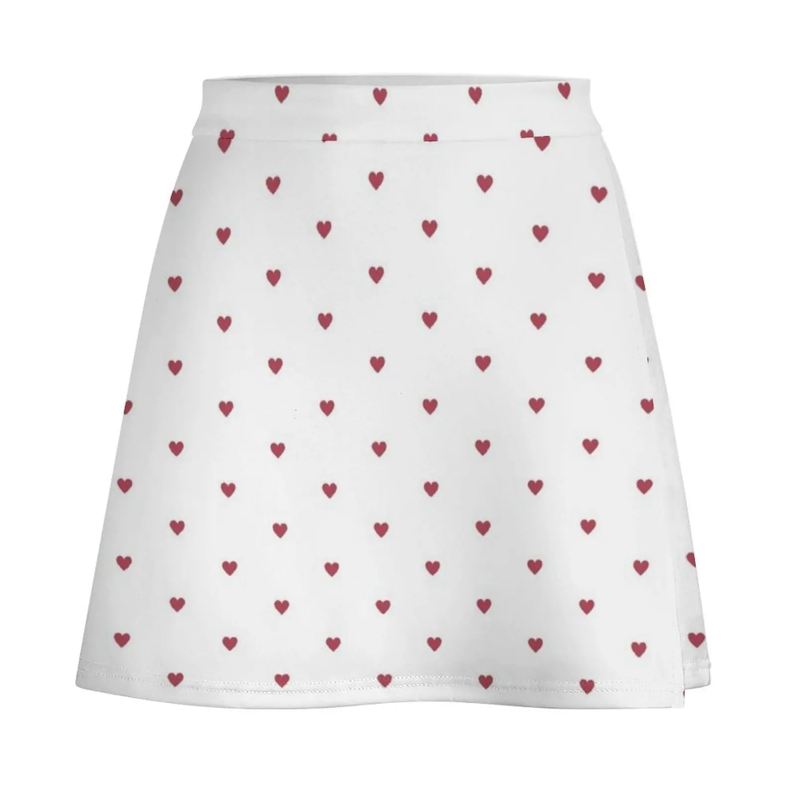 ‘Red Heart’ Pattern on a White Background Mini Skirt clothes Short women′s skirts Mini Skirt