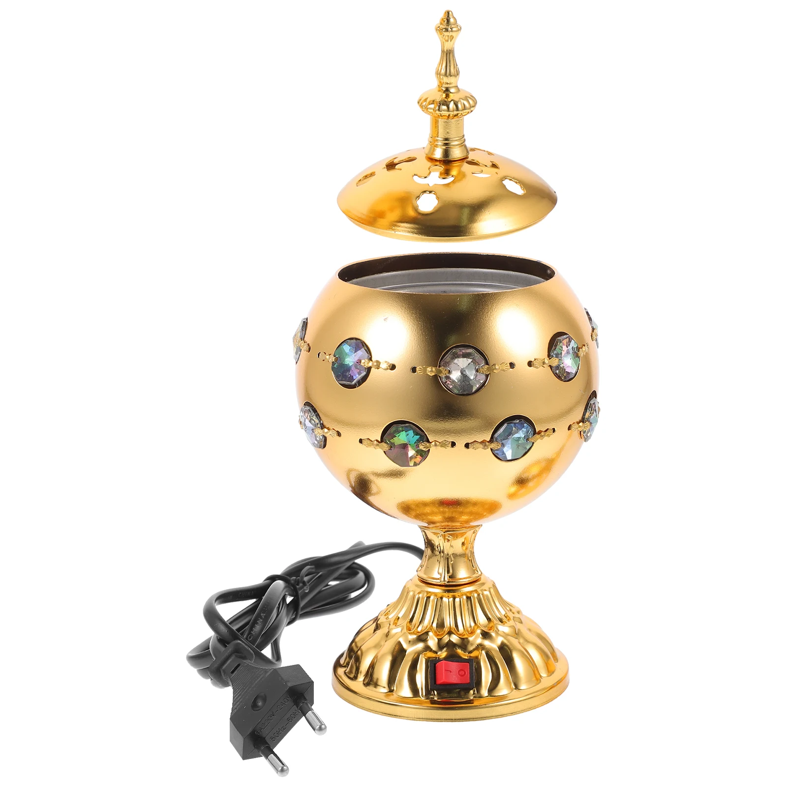 

Electric Incense Burner with Lid Plug-in Aromatic Sandalwood Desktop Decorative Home Office Decoration Style for Family