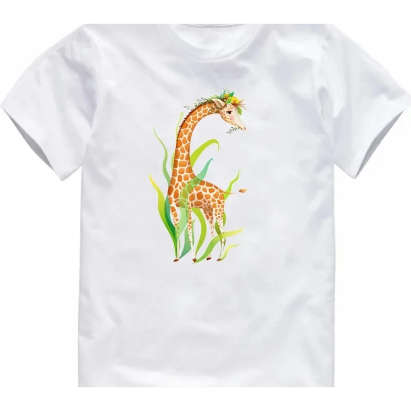 Lustige niedliche Sommer Cartoon T-Shirt Mädchen Tier Giraffe Kinder Kleidung Jungen T-Shirts Kurzarm Tops Jungen Kleidung Mädchen Kleidung