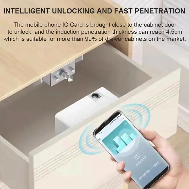 Electronic Cabinet Drawer Lock Invisible Hidden Installation DIY Smart NFC Locks for Wooden Drawer Locker Cupboard