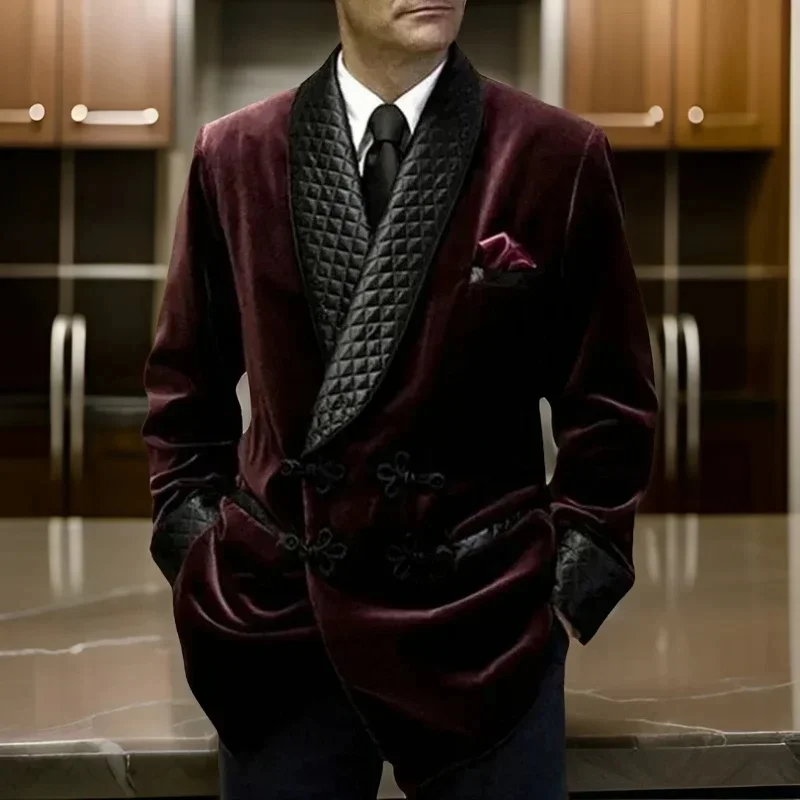 

Мужской приталенный однобортный пиджак, идеально подходящий для ужинов, свадебных торжеств и различных особых случаев.