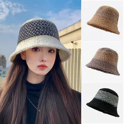 Knitted Fisherman Hat Women Winter Face Show Small Knitted Woolen Cap Fashion Warm Short Brim Pot Hats Versatile Hot