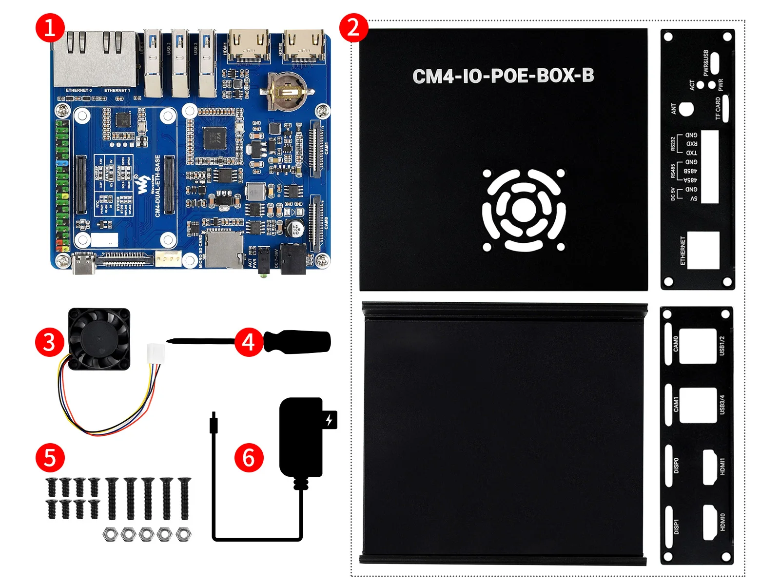 Мини-компьютер Waveshare Dual Gigabit Ethernet на базе вычислительного модуля Raspberry Pi 4 (НЕ входит в комплект), металлический корпус, с охлаждающим вентилятором