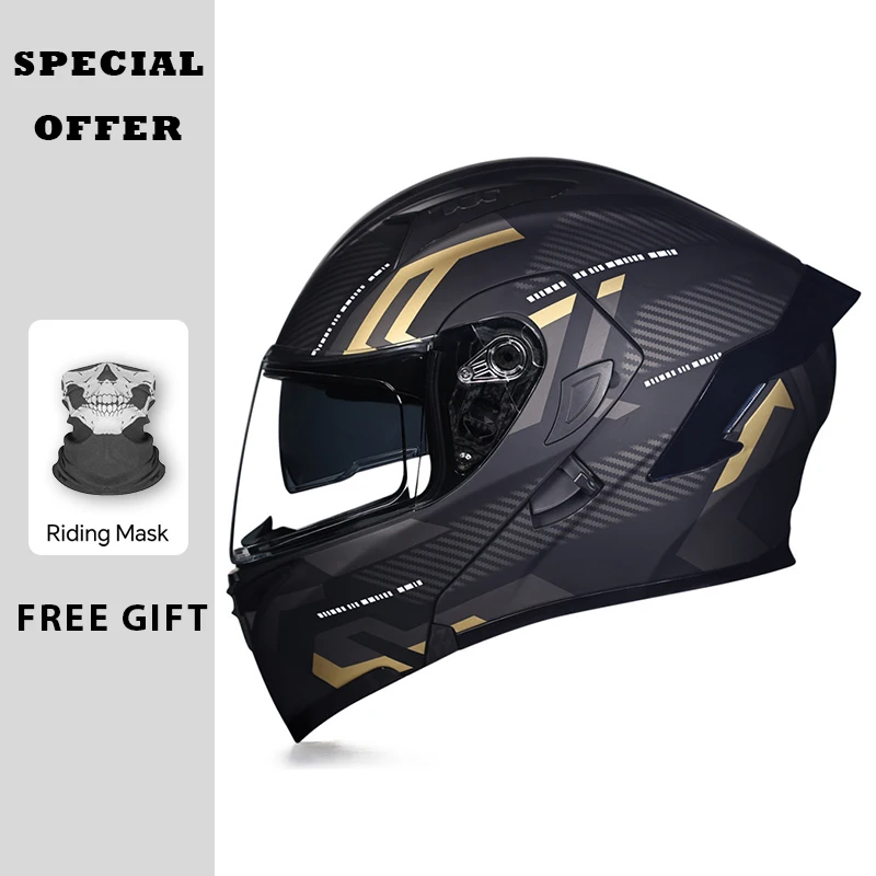 DOT Approved Motorcycle Flip Up Helmet Double Lens Large Tail Full Face Helmet Cascos Para Moto Racing Modular Helmet Dual Visor