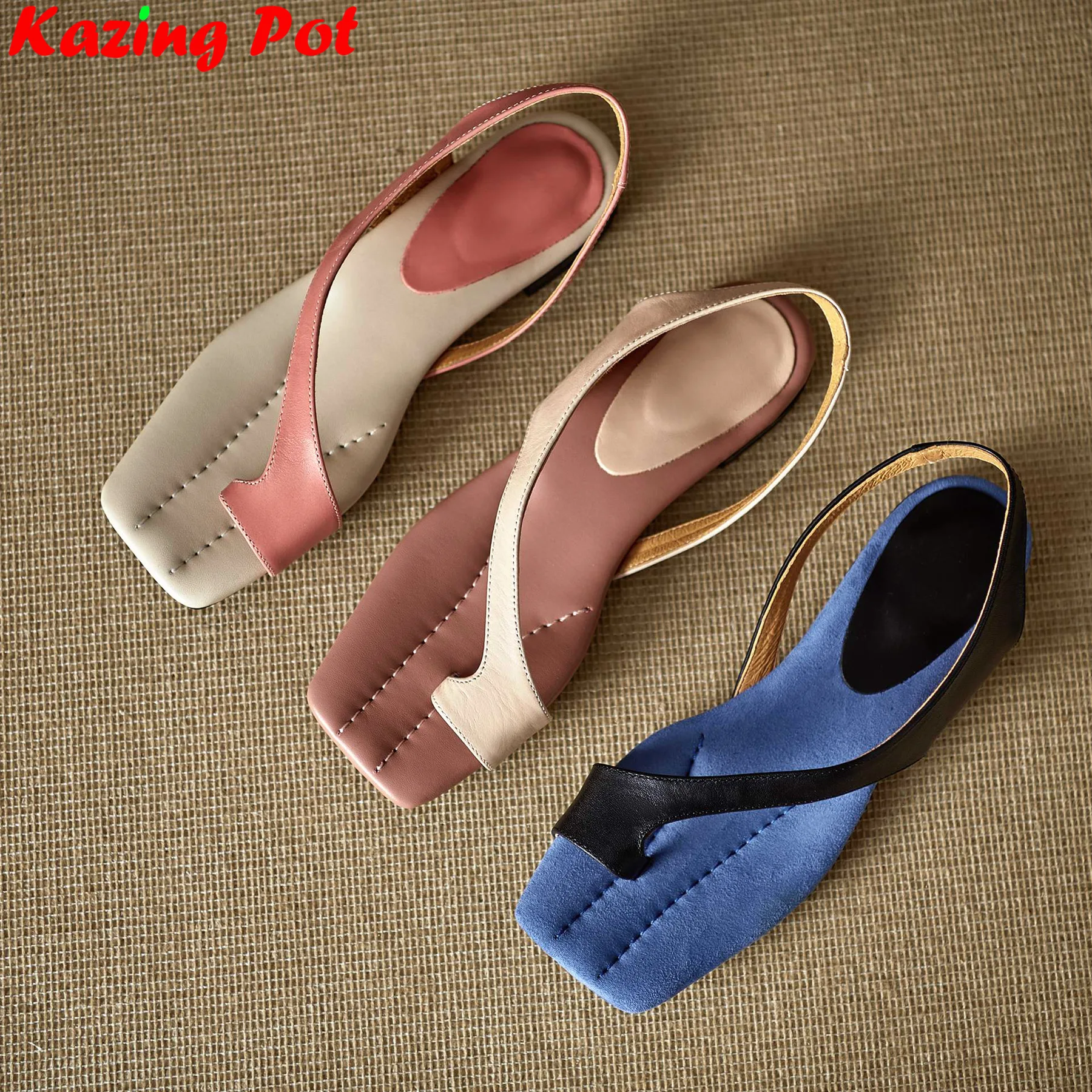 

Krazing Pot 2025 Cow Leather Peep Toe Low Heels Elegant Summer Shoes Office Lady Brand Concise Chic Dating Modern Women Sandals