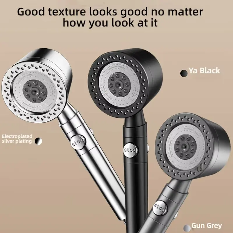 Upgraded 5 Modes High Pressure Shower Head with Stop Button Filiter Showers Massage Spa Handheld Showerhead Bathroom Accessories