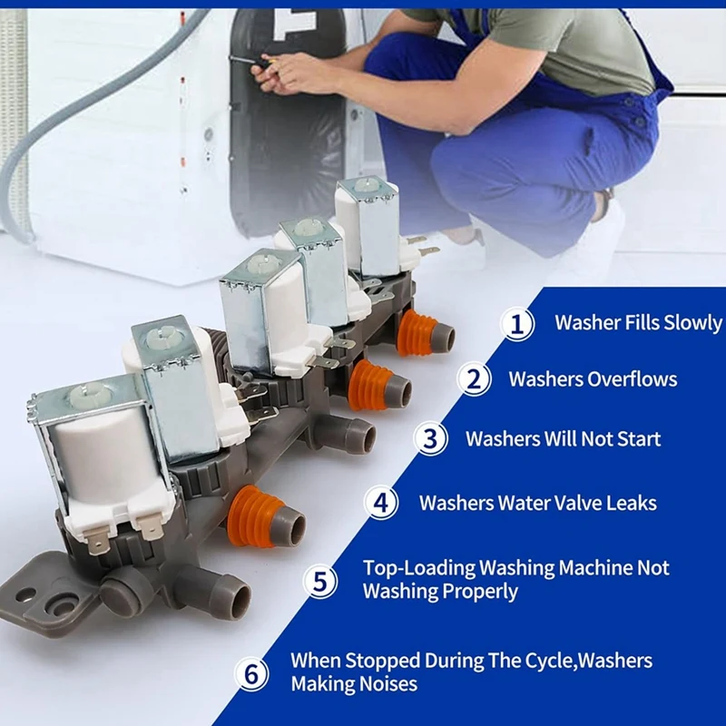 صمام مدخل مياه غسالة لغسالة كينمور LG ، AJU73213301 ، AJU75152601 ، AJU75152603 ، WT1101CW ، WT1501CW ، WT5270CW